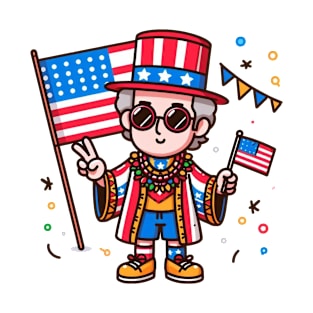 A Whimsical Tribute to American Culture in Cartoon Style T-Shirt T-Shirt