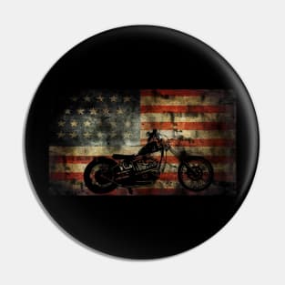 Motorcycle American Flag Patriotic Vintage July 4th Pin