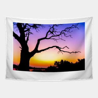 Tree At Sunset Tapestry