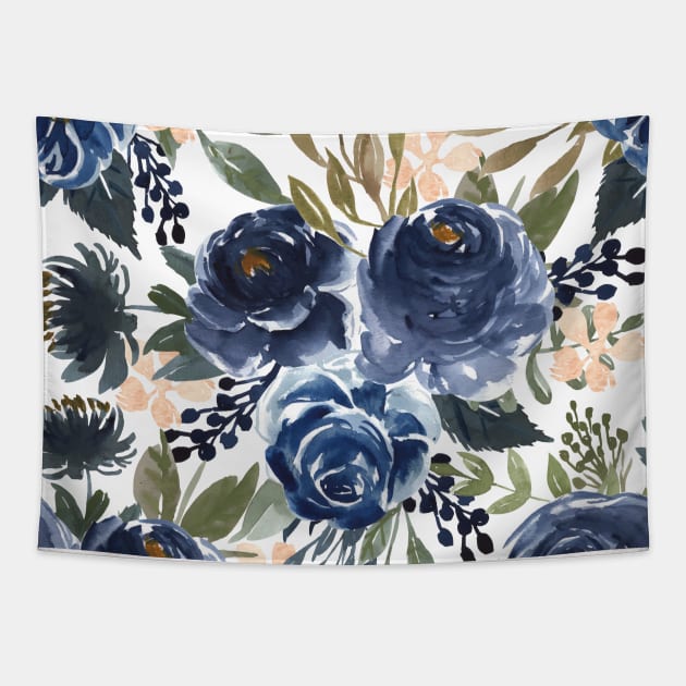 Watercolor Flowers Roses Leaves delicate hand made beautiful arsty Tapestry by From Mars