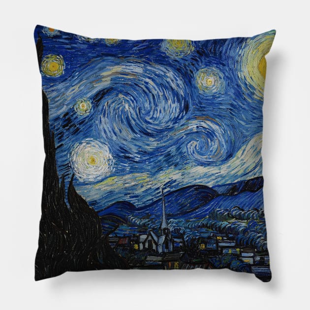 The Starry Night - Vincent Van Gogh - Exhibition Poster Pillow by studiofrivolo