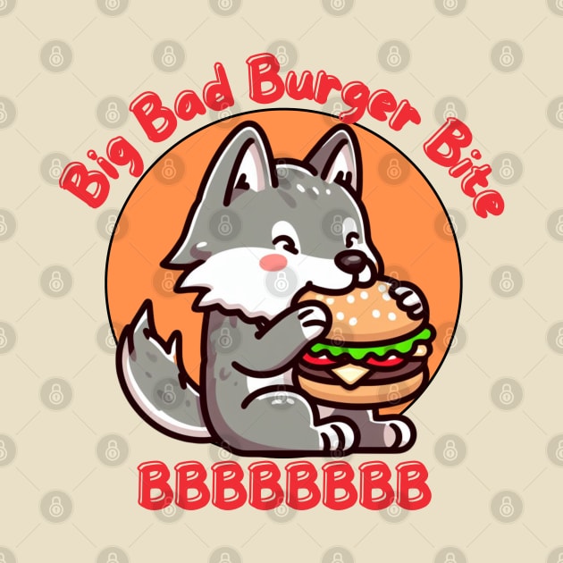 Cute wolf eating Cheese burger by Japanese Fever