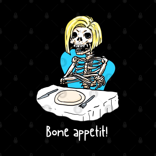 Bone appetit funny skeleton pun by Moonwing