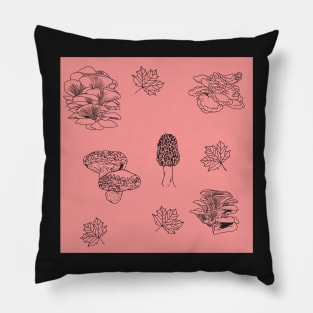 Woodland Mushrooms Pink 1 Pillow