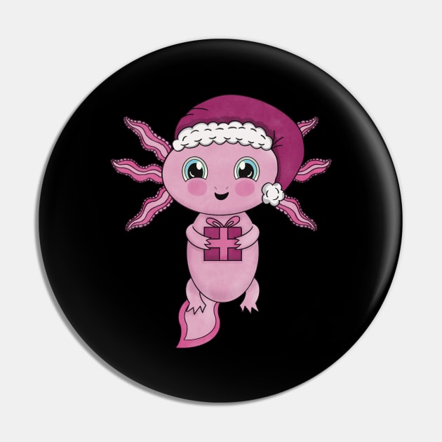 Kawaii Christmas Axolotl Pin by Cupsie's Creations