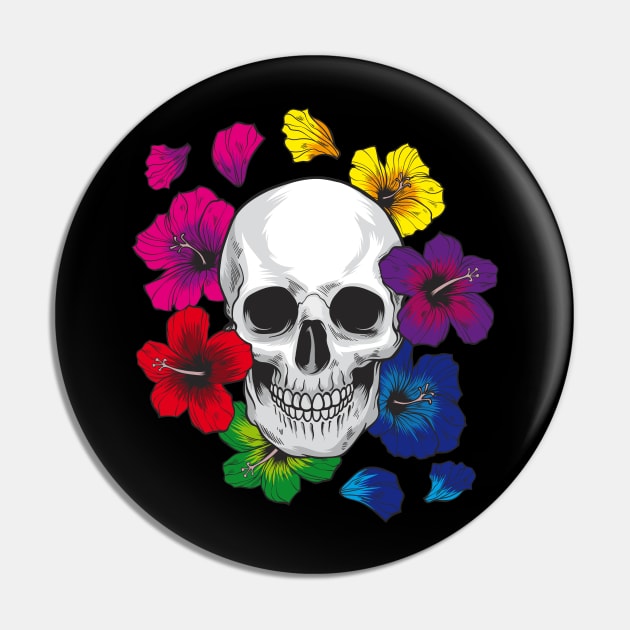 Skull with flowers Pin by MandyDesigns