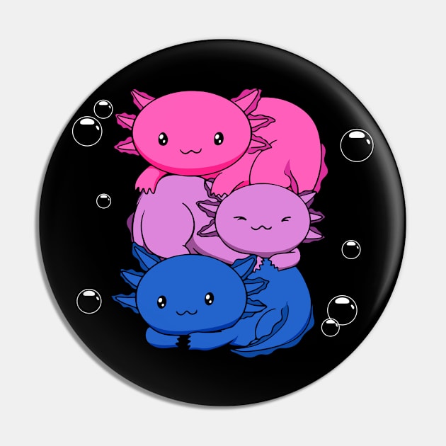 Kawaii Axolotl Pile Bisexual Pride Flag Bi LGBTQ Gift Pin by Alex21