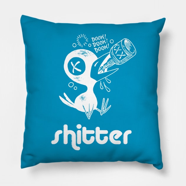 Twitter Shitter Drinky Crow Pillow by Ladybird Etch Co.