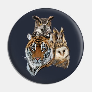 Bengal tiger and owls Pin