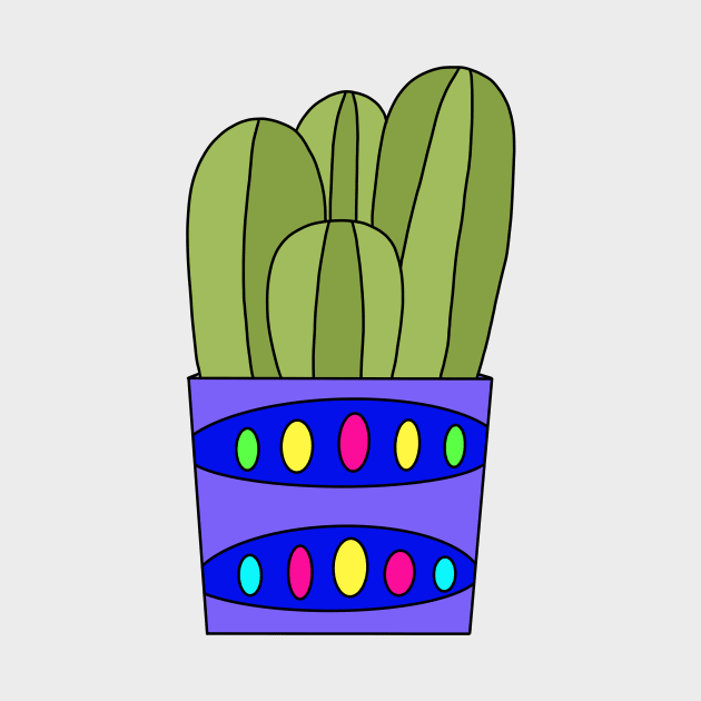 Cute Cactus Design #58: Simple Cacti In Fancy Pot by DreamCactus