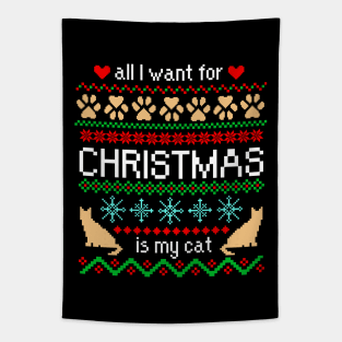 All I Want for Christmas is My Cat Ugly Sweater Black Tapestry