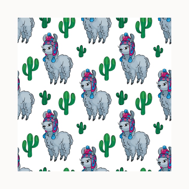 Cute Llamas Neck Gator Cactus Gray Lllama by DANPUBLIC