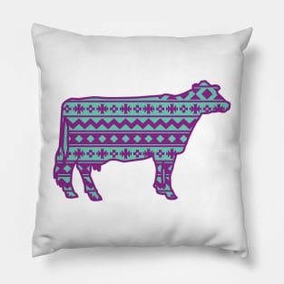 Girly Holstein Cow with Southwest Pattern Pillow