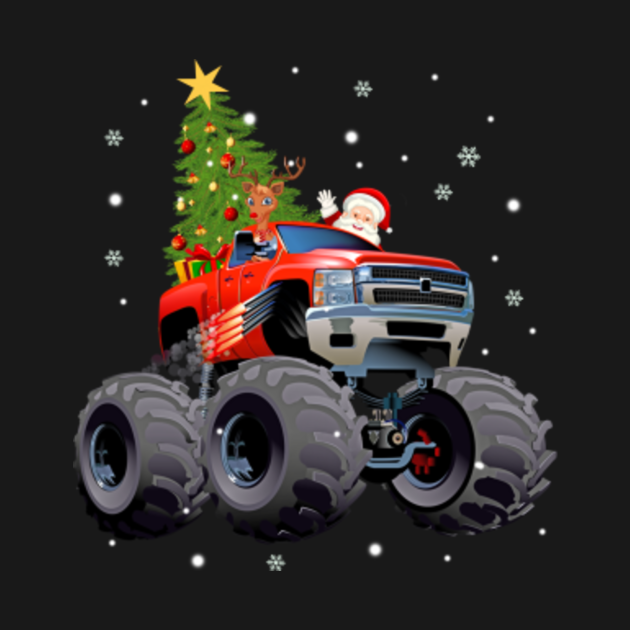 Funny Monster Red Truck Santa Reindeer Christmas Tree Gift Monster