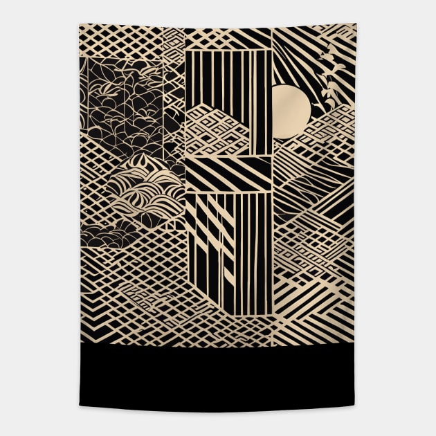 Abstract Japanese Pattern Tapestry by Ikibrai