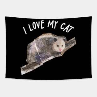 Funny Opossum I Love My Cat Tapestry