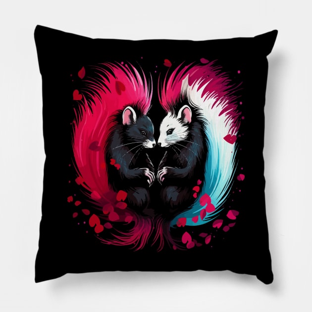 Skunk Couple Valentine Pillow by JH Mart
