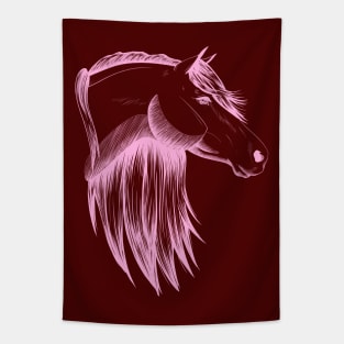 Pink Horse Sketch Tapestry