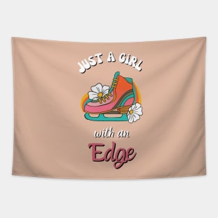 Just A Girl With An Edge -  Ice skater Girl Retro Skating Funny Quote Tapestry