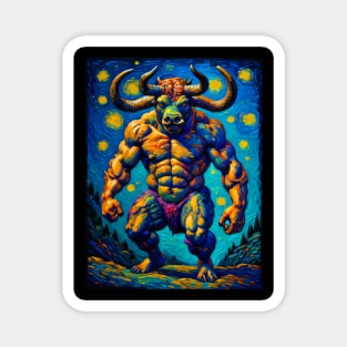 Minotaur in starry night Magnet