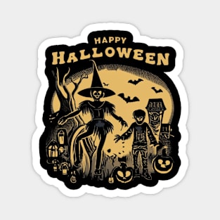 Happy Halloween Retro Design Magnet