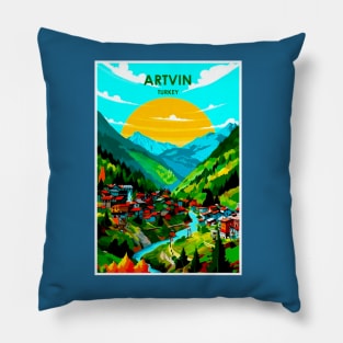 Artvin Turkey Vintage Advertising Travel Print Pillow