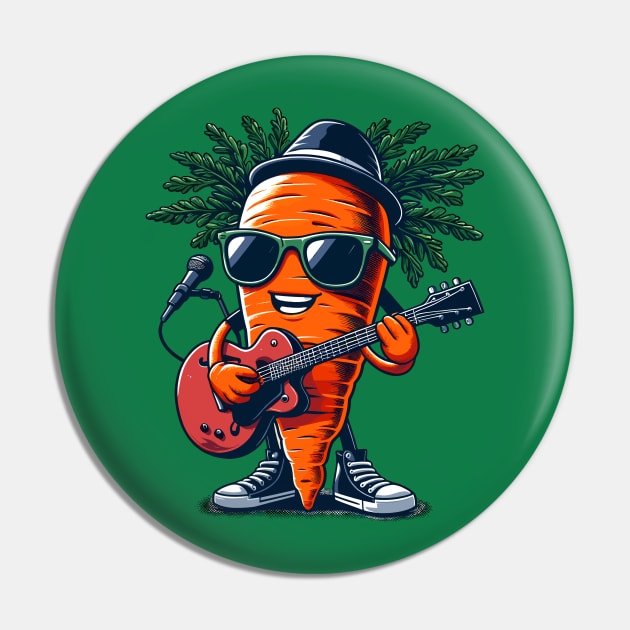 Carrot Playing Guitar Pin by Graceful Designs