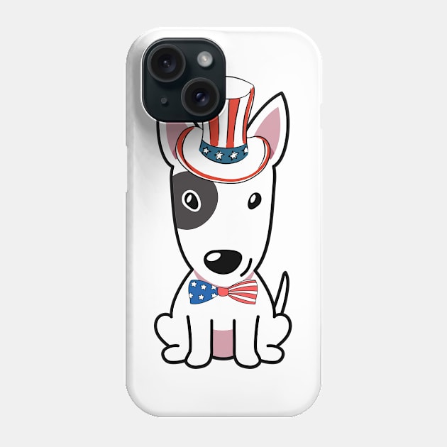 Funny bull terrier dog is wearing uncle sam hat Phone Case by Pet Station