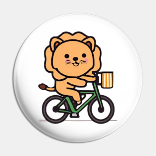 Kawaii Cute Lion on a Bike Pin