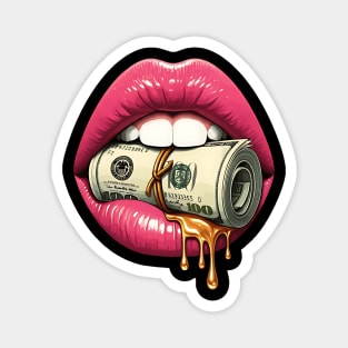 Pink Sexy Lips, Bank Roll, $100 Money Roll Magnet