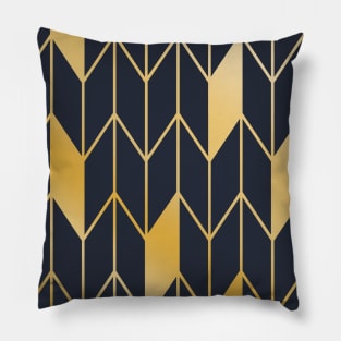 Navy and Gold Chevron Pattern Pillow