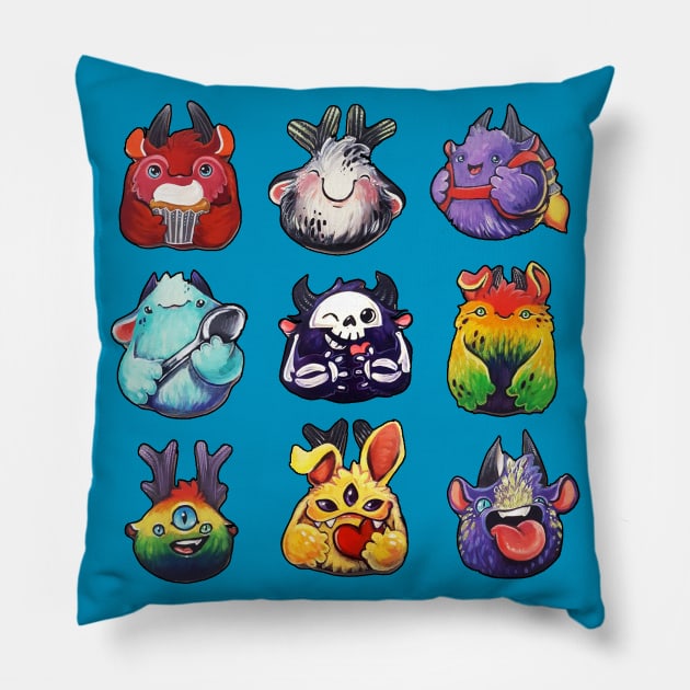 Puff Monsters Part Deux Pillow by BiancaRomanStumpff