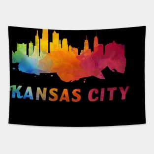 Kansas City Skyline Watercolor Style Tapestry