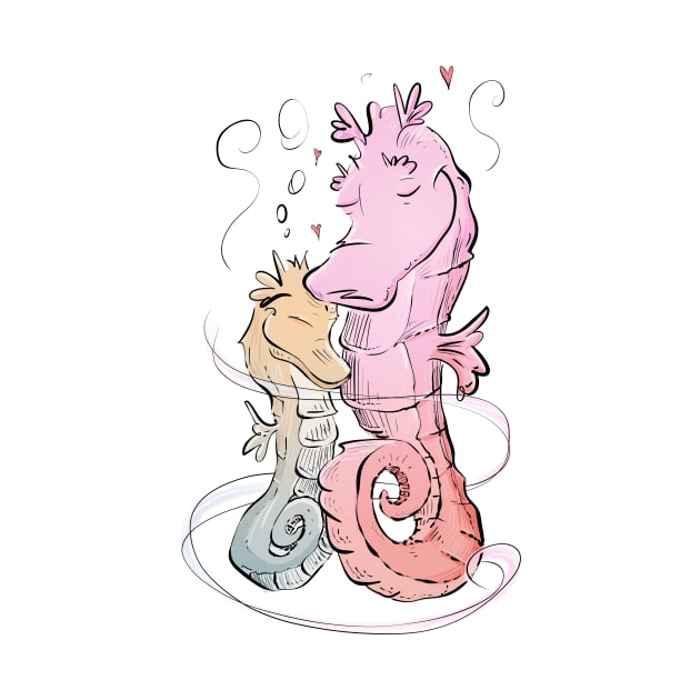 Seahorse Hugs (Color) by Jason's Doodles