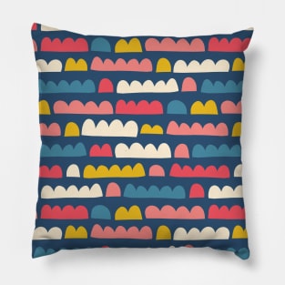 Blue Pink White Yellow Doodle Shapes Pillow