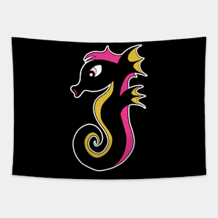 Blooming Neon Seahorse Tapestry