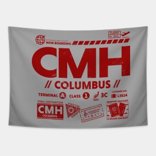 Vintage Columbus CMH Airport Code Travel Day Retro Travel Tag Ohio Tapestry