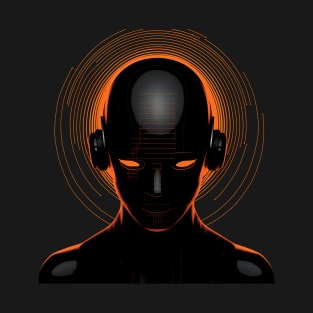 Futuristic techno cyborg - retro orange T-Shirt