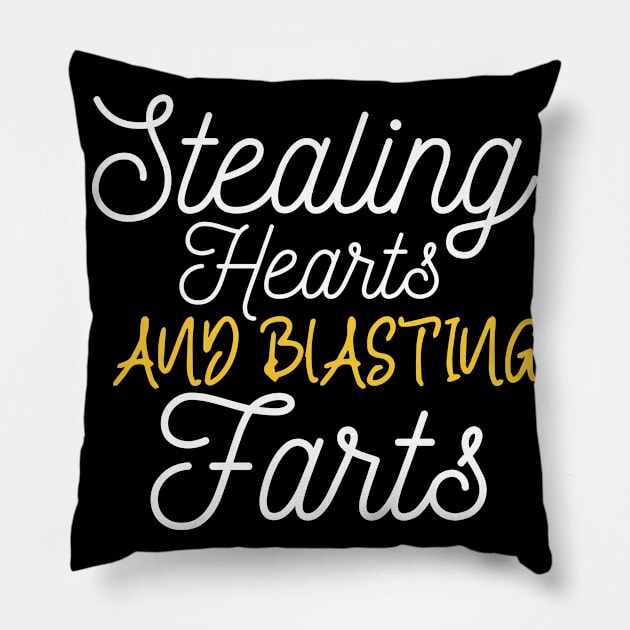 Stealing Hearts & Blasting Farts Pillow by pako-valor