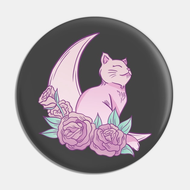 Floral Lunar Cat Pin by MimicGaming