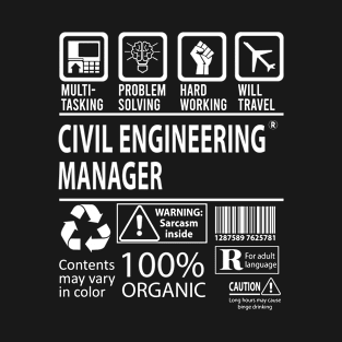 Civil Engineering Manager T Shirt - MultiTasking Certified Job Gift Item Tee T-Shirt