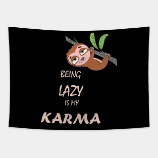 Funny Cute Lazy Sloth Karma Tapestry