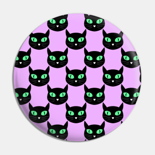 Black cats with green eyes pattern Pin