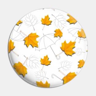 Autumn leaves pattern with grey umbrellas Pin