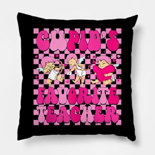 Groovy Cupids Favorite Teacher Happy Valentines Day Pillow