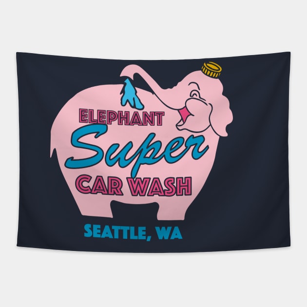 Pink Elephant Car Wash Tapestry by Nazonian