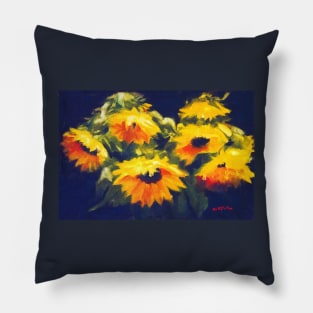 Sunflowers - oil painting on linen Pillow