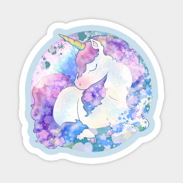 Resting Unicorn Magnet by LyddieDoodles