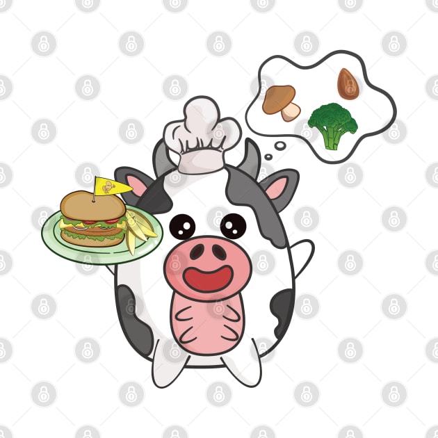 Cute cow chef and Yummy Veggies burger by Tipsukhon