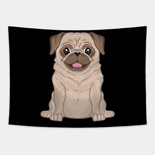 Cute pug puppy Tapestry by HamilcArt